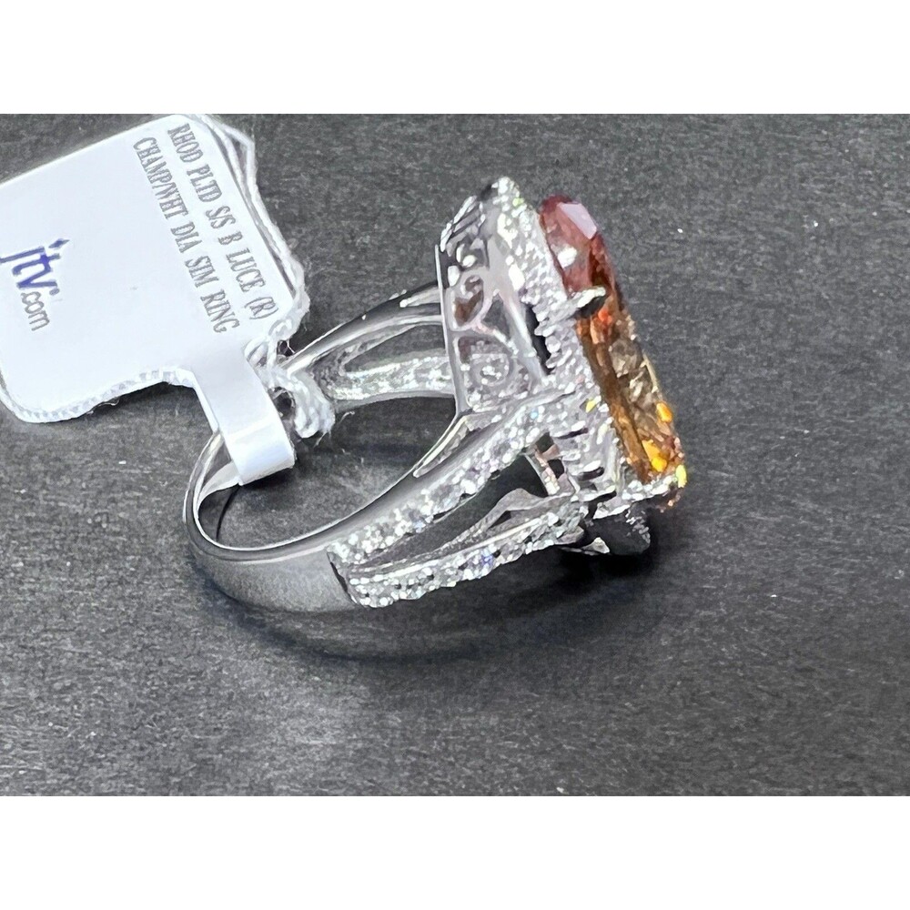 Bella Luce Champagne Simulated Diamond 13.00CT Oval Ring Rhodium Plated - Picture 7 of 14